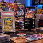 Pokemon trading cards and graded collectibles displayed during a live online card auction.